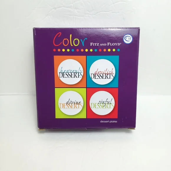 Fitz and Floyd Color Dessert Plates 4pcs - Picture 2 of 14